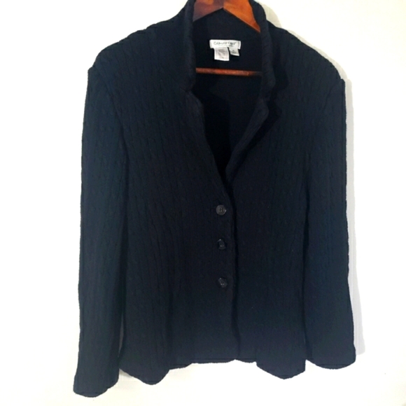 Coldwater Creek Sweaters - Coldwater Creek Cable Knit Cardigan Sweater Black Womens Size XL Button Up